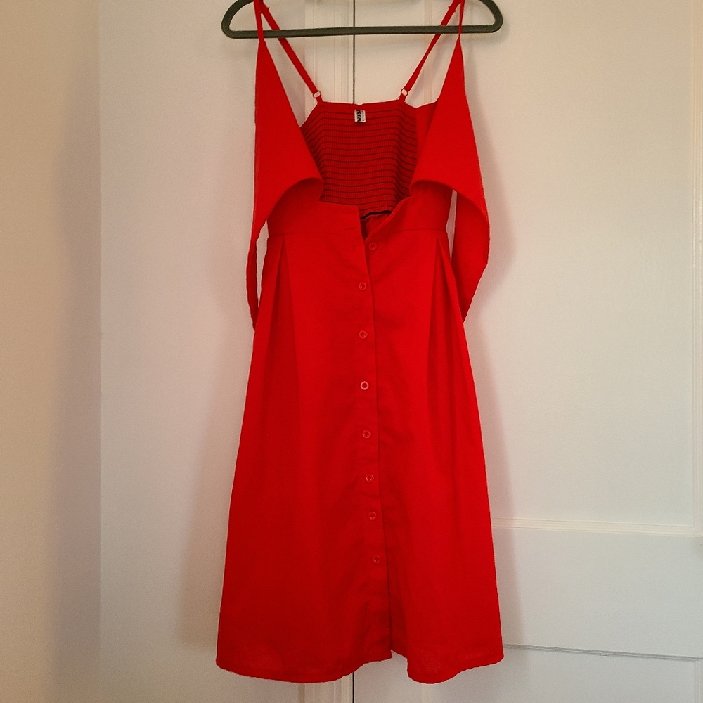 Women Dress Tie Front V-Neck Spaghetti Strap Button Down small - Picture 3 of 12